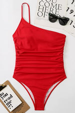 Oista Red One Shoulder One Piece Swimsuit