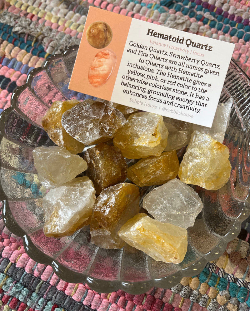 Pebble House Hematoid Quartz Raw Gemstone Crystals
