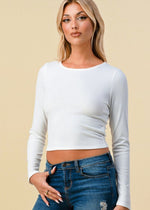 Heart & Hips Long Sleeve Lace Up Back Top-White - WILD FLIER GIFTS AND APPAREL