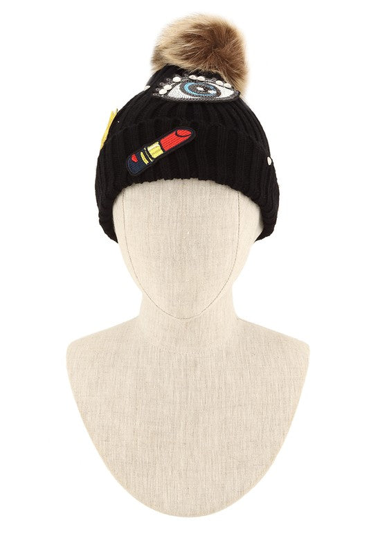 Eye and Star Accent Beanie