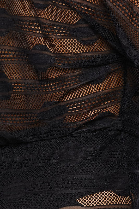 Votique Crochet Lace Off The ShoulderJumpsuit With Waist Tie