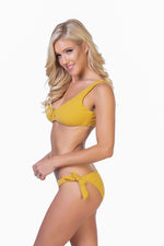 Beach Joy Bikini Mustard Yellow Ribbed Fabric Bikini Set - WILD FLIER GIFTS AND APPAREL