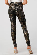 Cell Lab America Zizibe Clothing Leopard Print Synthetic Leather High Waist Leggings