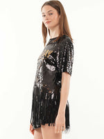 Game Day Vibes Fringe Sequin Top - WILD FLIER GIFTS AND APPAREL