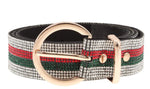 Striped Rhinestone Belt-Red/Green - WILD FLIER GIFTS AND APPAREL