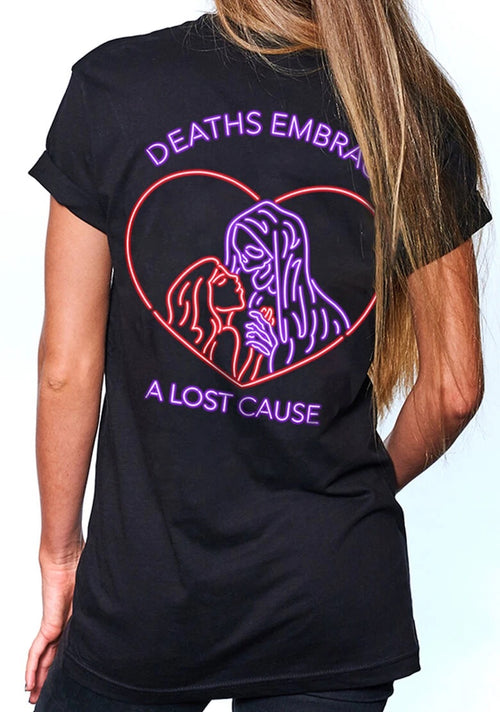A Lost Cause Death’s Embrace Boyfriend Tee-Black - WILD FLIER GIFTS AND APPAREL
