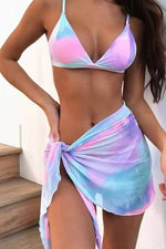 Oista Cotton Candy Tie Dye Three Piece Bikini Swimwear Set