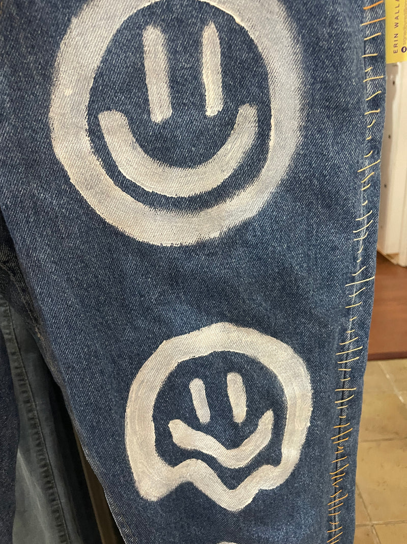 Red By Design #123 Denim Jeans With Painted Smilie Faces