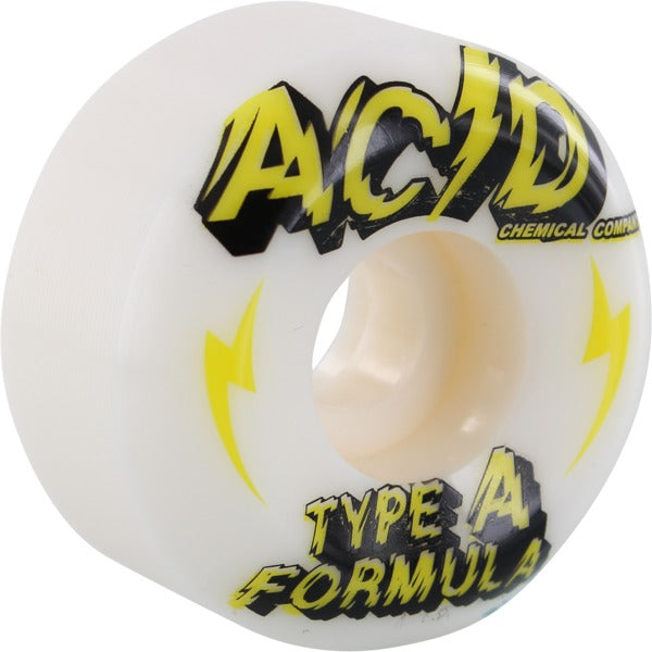 Acid Chemical Wheels Type A Sidecut Power White Skateboard Wheels - 53mm 99a (Set of 4)