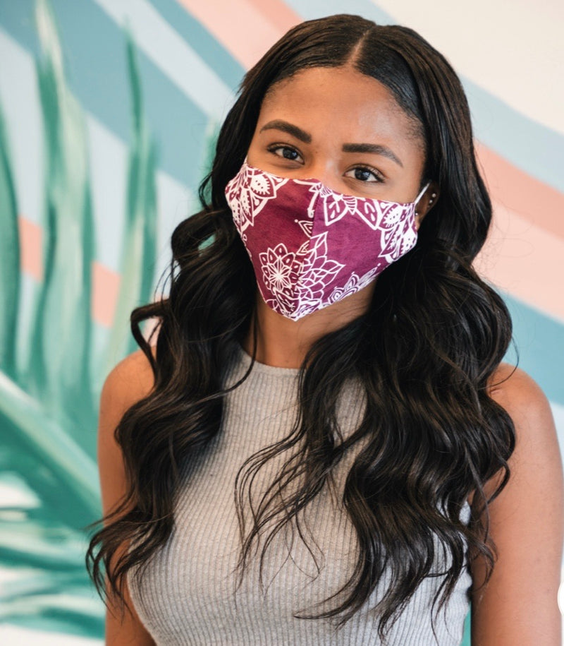 Lotus and Luna Nose Wire Wide Print Face Mask - WILD FLIER GIFTS AND APPAREL