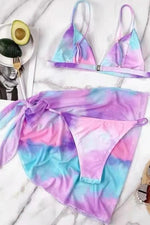Oista Cotton Candy Tie Dye Three Piece Bikini Swimwear Set