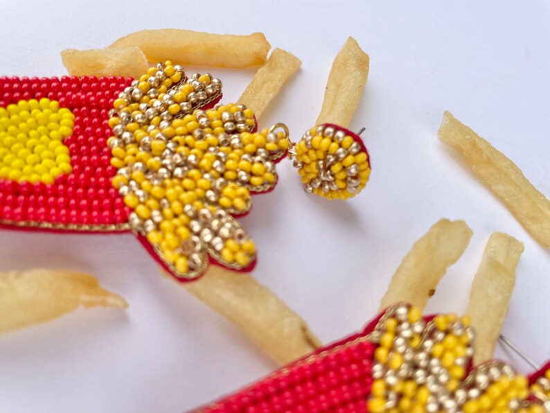 French Fries Beaded Earrings