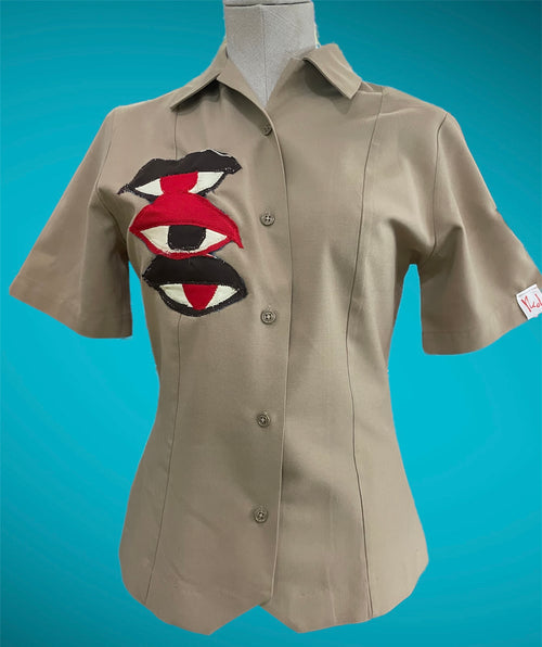Red By Design #65 Moon With Eyes Button Up - WILD FLIER GIFTS AND APPAREL