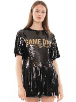 Game Day Vibes Fringe Sequin Top