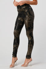 Cell Lab America Zizibe Clothing Leopard Print Synthetic Leather High Waist Leggings