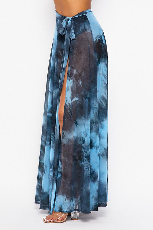 Votique Steel Blue Romance Mesh Maxi Wrap Skirt - WILD FLIER GIFTS AND APPAREL