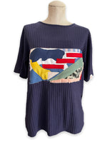 Red By Design #75 Blue Abstract Art Ribbed Tee - WILD FLIER GIFTS AND APPAREL