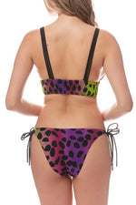 Envya Wild Neon Leopard Print Smocked Bikini Set