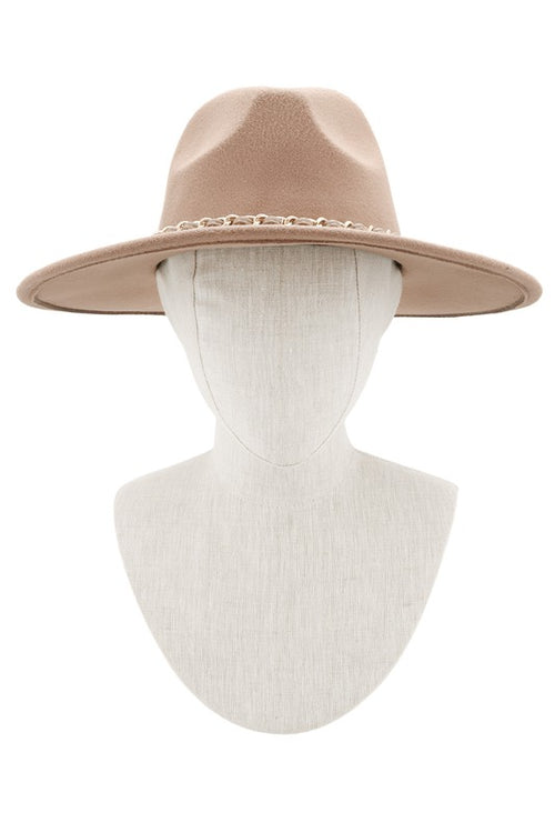Leather Tiered Chain Accent Fedora Hat - WILD FLIER GIFTS AND APPAREL