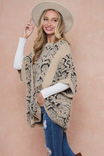 On Blue Animal Print Sweater Poncho - WILD FLIER GIFTS AND APPAREL