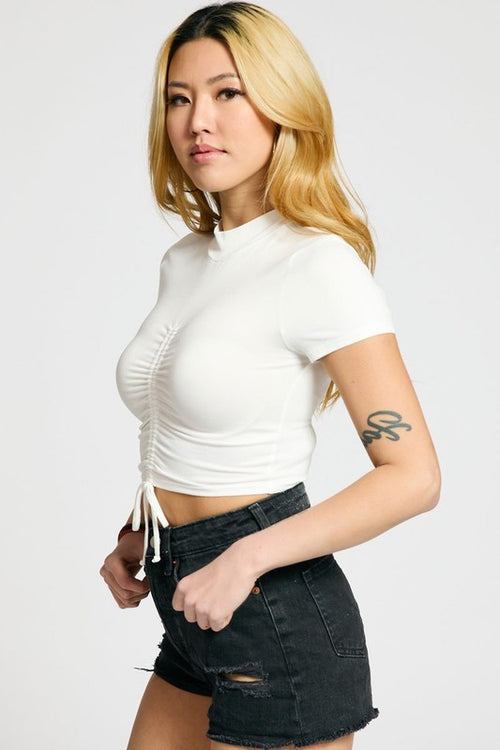 Organic Generation Mock Neck Ruched Tops