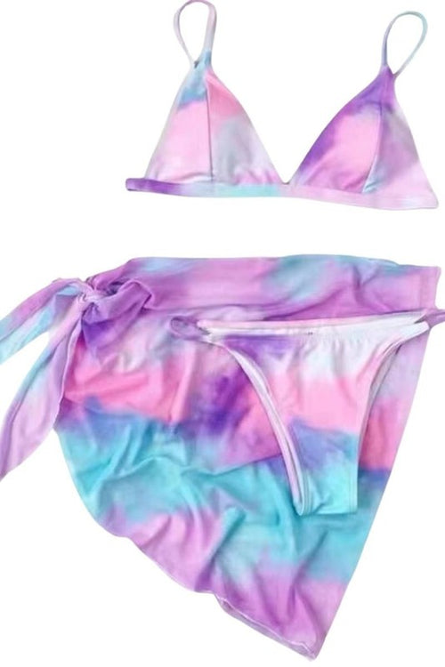 Oista Cotton Candy Tie Dye Three Piece Bikini Swimwear Set - WILD FLIER GIFTS AND APPAREL