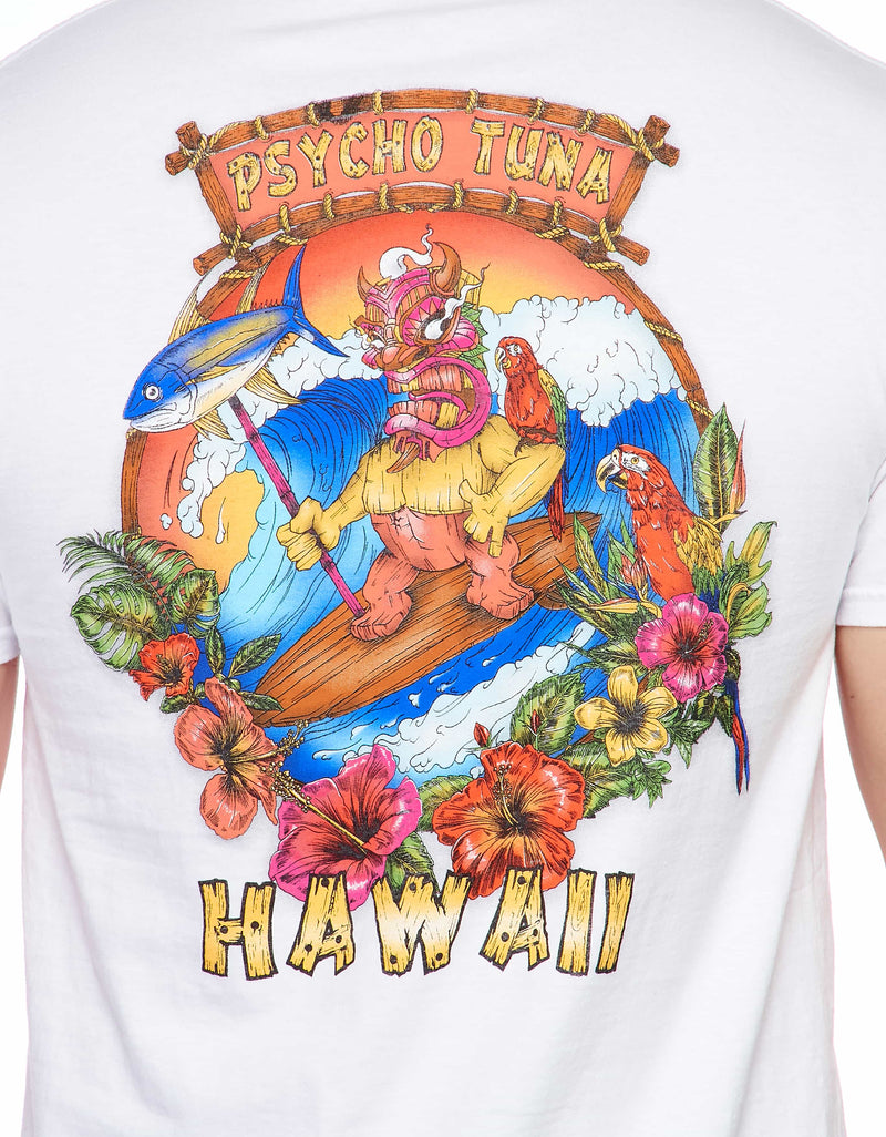 Psycho Tuna Surfing Tiki Short Sleeve Graphic Tee - WILD FLIER GIFTS AND APPAREL