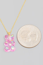 Fame Accessories Iridescent Gummy Bear Pendant Necklace