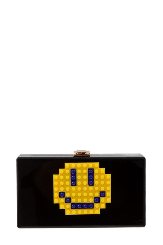 Pixelated Smiley Face Clutch Evening Bag - WILD FLIER GIFTS AND APPAREL