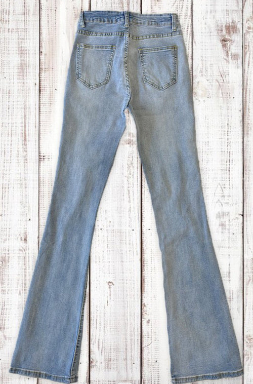 Miss Sparkling Distressed Flare Jeans - WILD FLIER GIFTS AND APPAREL