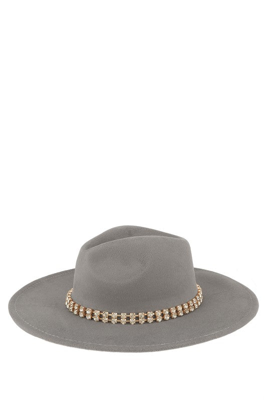Rhinestone Accent Fedora Hats - WILD FLIER GIFTS AND APPAREL