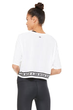 Alo Yoga Air Land Ocean Cropped Tee-White - Paddles Up Paddleboards