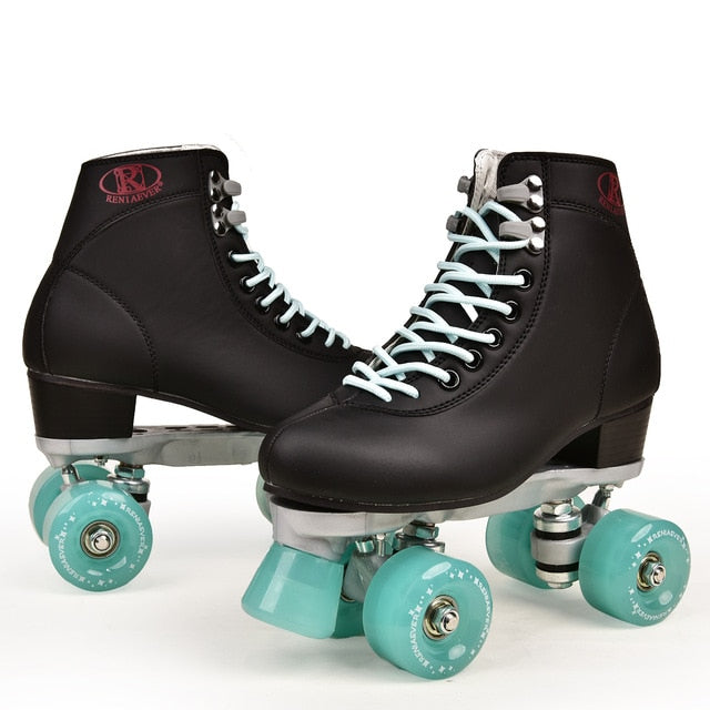 Artificial Leather Roller Skates Double Line Skates Women Men Adult Two Line Skate Shoes Patines With Four colors PU 4 Wheels - WILD FLIER GIFTS AND APPAREL