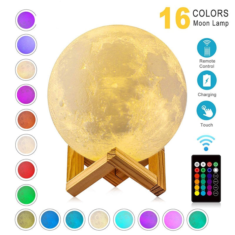 ZK20 Dropshipping USB Rechargeable 3D Print Moon Lamp Night Light Creative, Home Decor Globe - WILD FLIER GIFTS AND APPAREL
