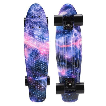 CHI YUAN 22 inch Skateboard Cruiser Board  Penny Board 22" X 6" Retro Longboard Skate Graphic Galaxy Complete Boy Girl Led Light - WILD FLIER GIFTS AND APPAREL