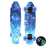 CHI YUAN 22 inch Skateboard Cruiser Board  Penny Board 22" X 6" Retro Longboard Skate Graphic Galaxy Complete Boy Girl Led Light